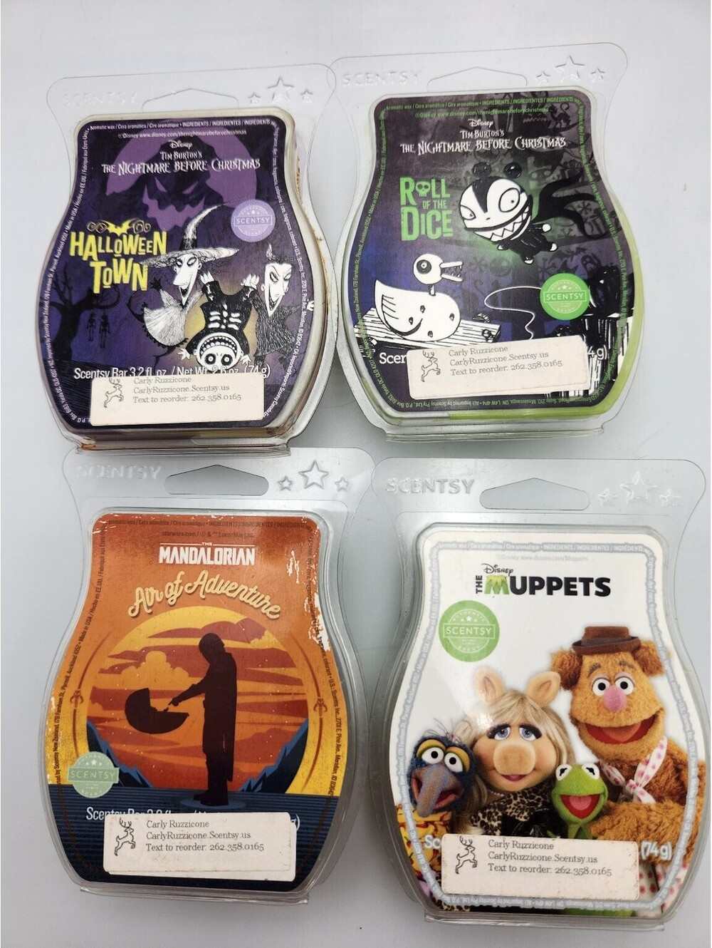 4-Scentsy Wax Bar Bundle Nightmare Before Christmas Mandalorian Muppets P1